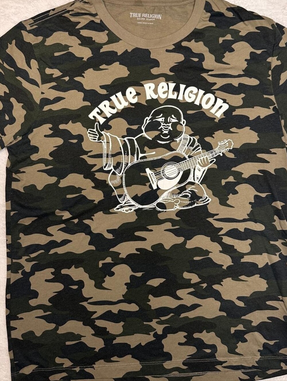 True Religion Men’s Camo Graphic Tee in Olive and Black
